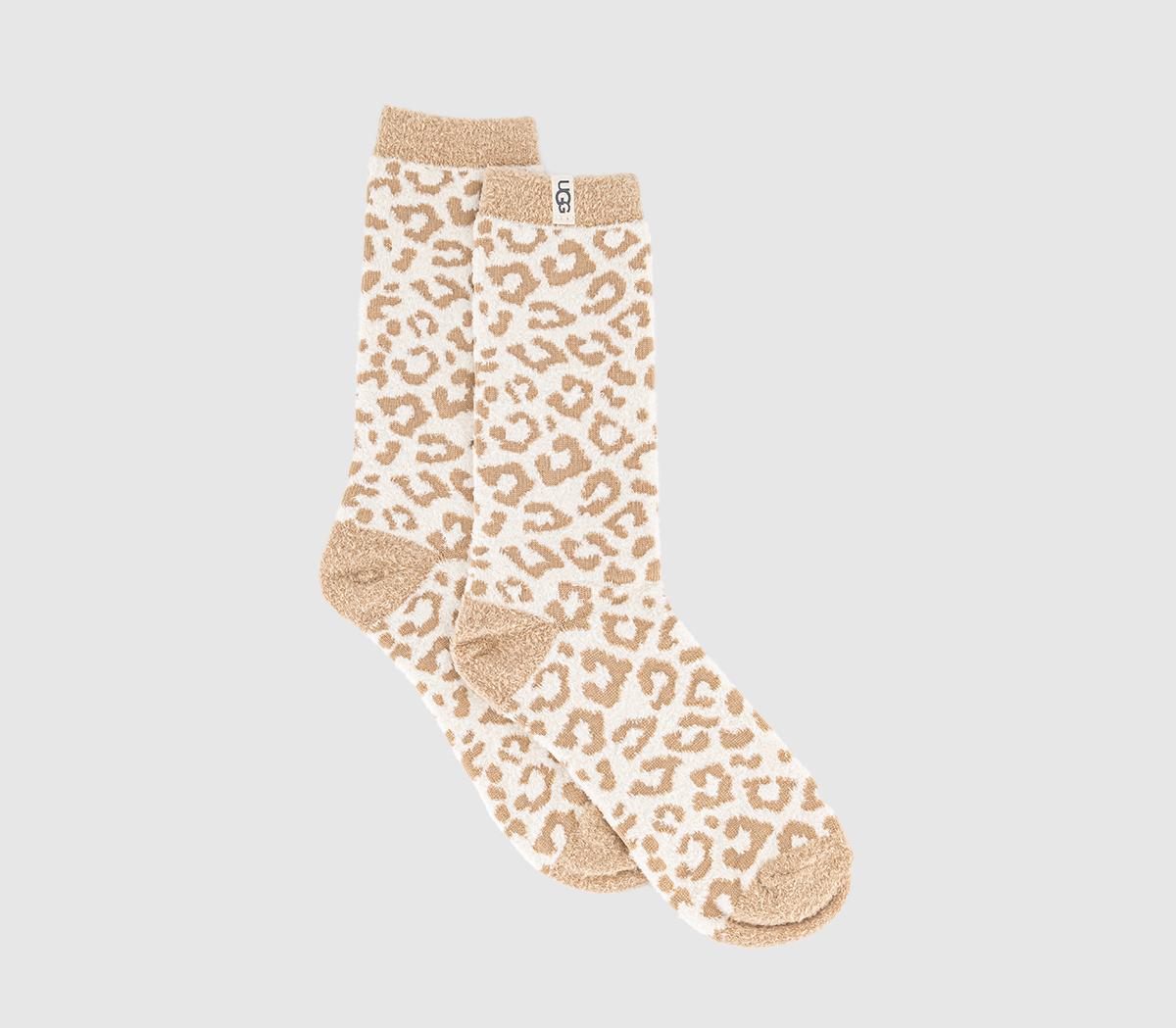 UGG Leslie Graphic Crew Socks Natural Leopard - Accessories