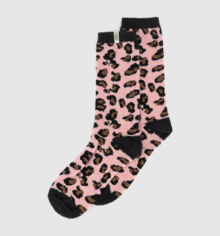 UGG Leslie Graphic Crew Socks Soft Kiss Leopard