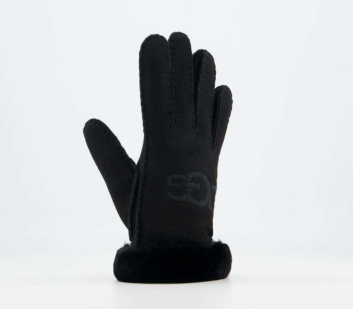 UGGSheepskin Embroidered Logo GlovesBlack
