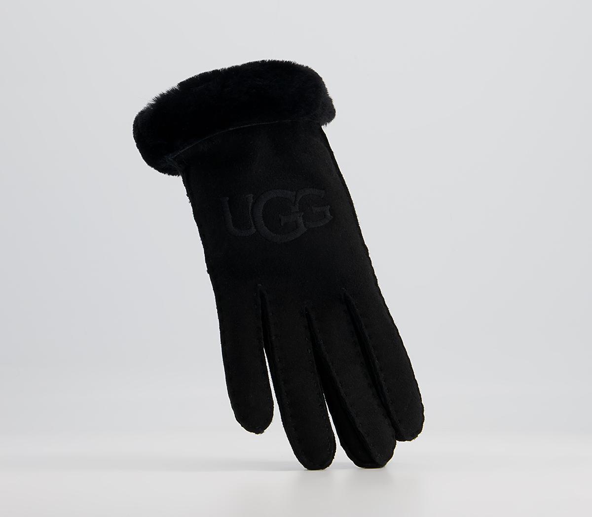 UGGSheepskin Embroidered Logo GlovesBlack