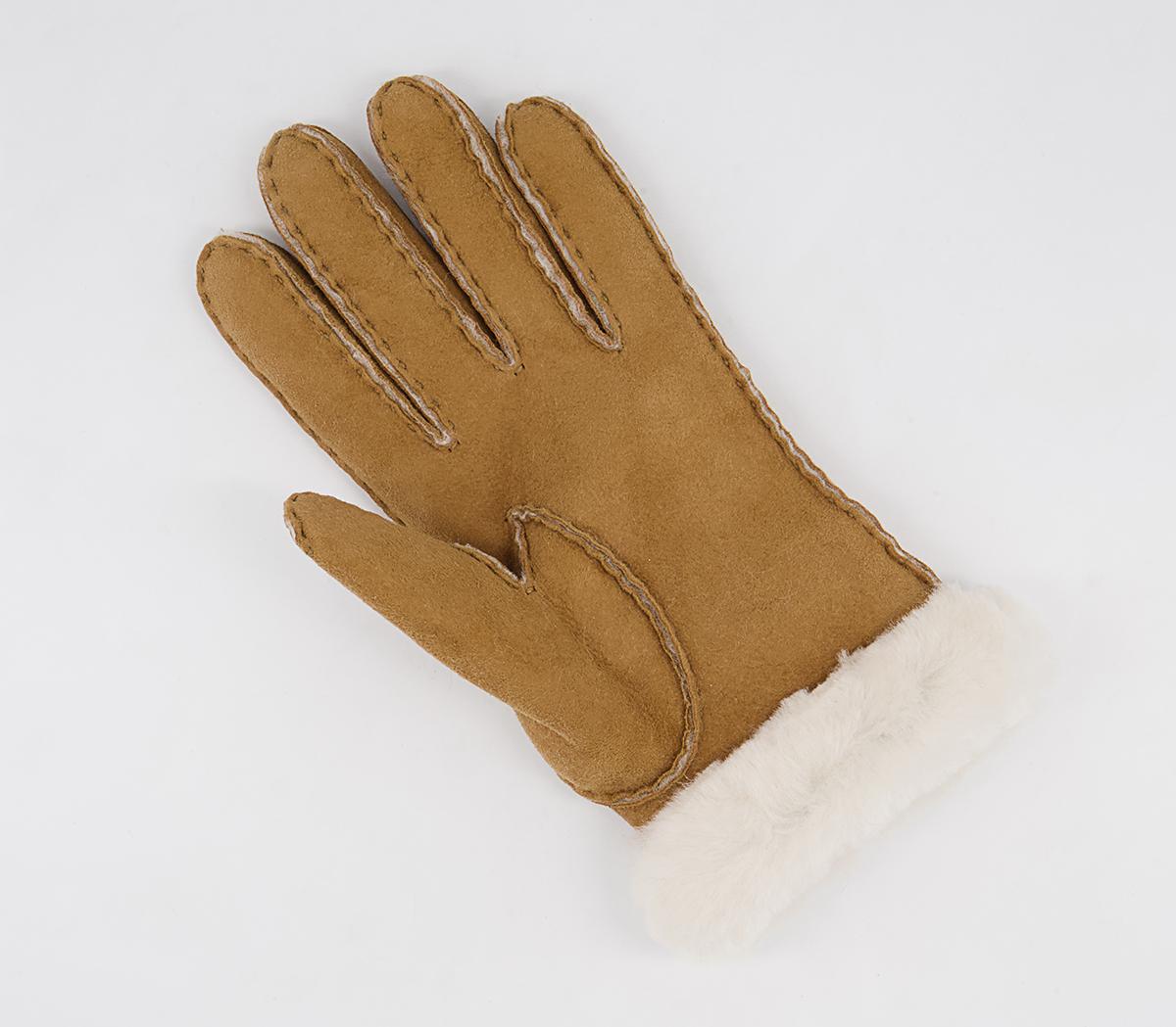 UGG Sheepskin Embroidered Logo Gloves UGG Sheepskin Embroidered Logo Gloves Chestnut