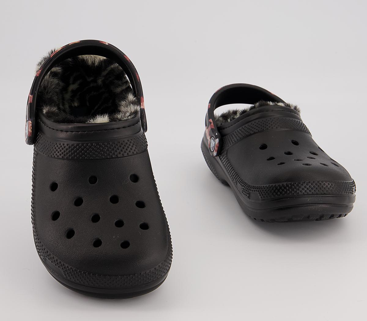 Crocs Classic Lined Crocs Black Zebra Flat Shoes for Women