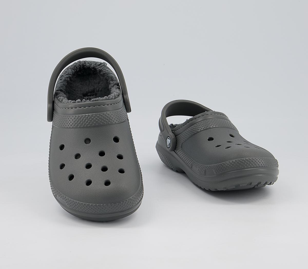 Crocs Classic Lined Clogs Slate Grey Flat Shoes for Women