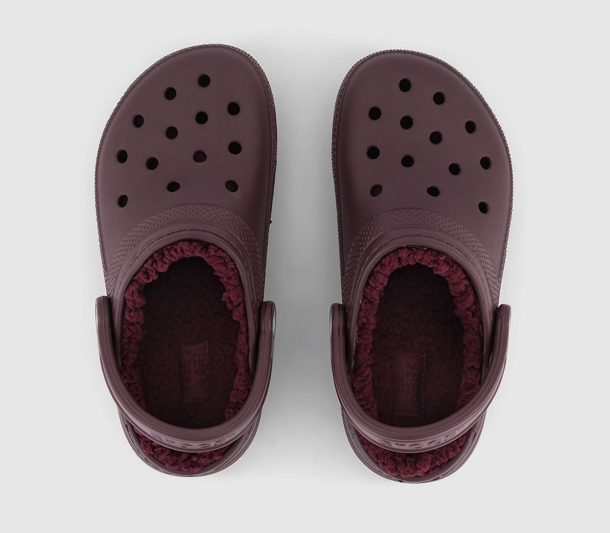 Crocs Classic Lined Clogs Dark Cherry Flat Shoes for Women