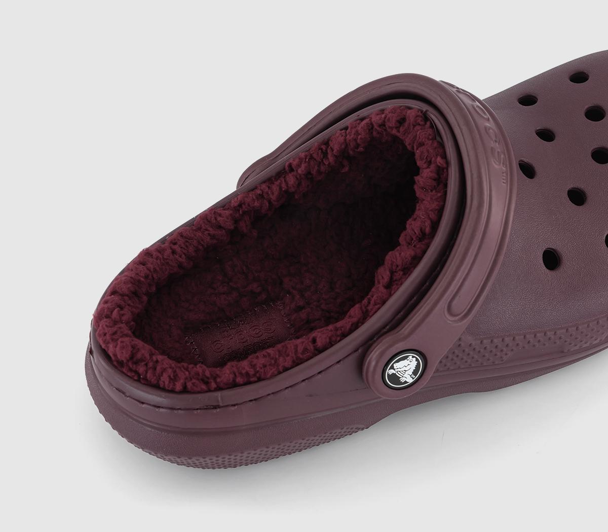 Crocs Classic Lined Clogs Dark Cherry Flat Shoes for Women