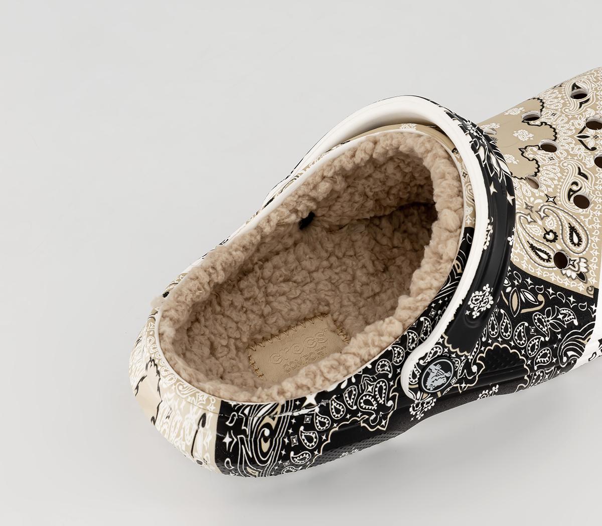 Crocs Classic Lined Crocs Bandana Chai Multi Flat Shoes for Women