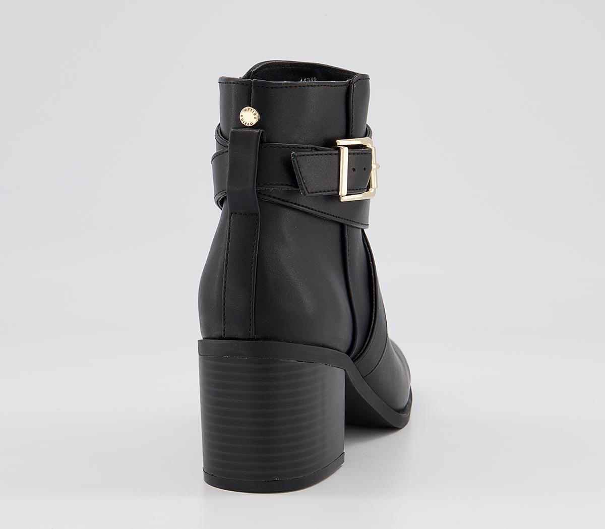 Office Artini Cross Strap Block Heeled Ankle Boots Office Artini Cross Strap Block Heeled Ankle Boots Black
