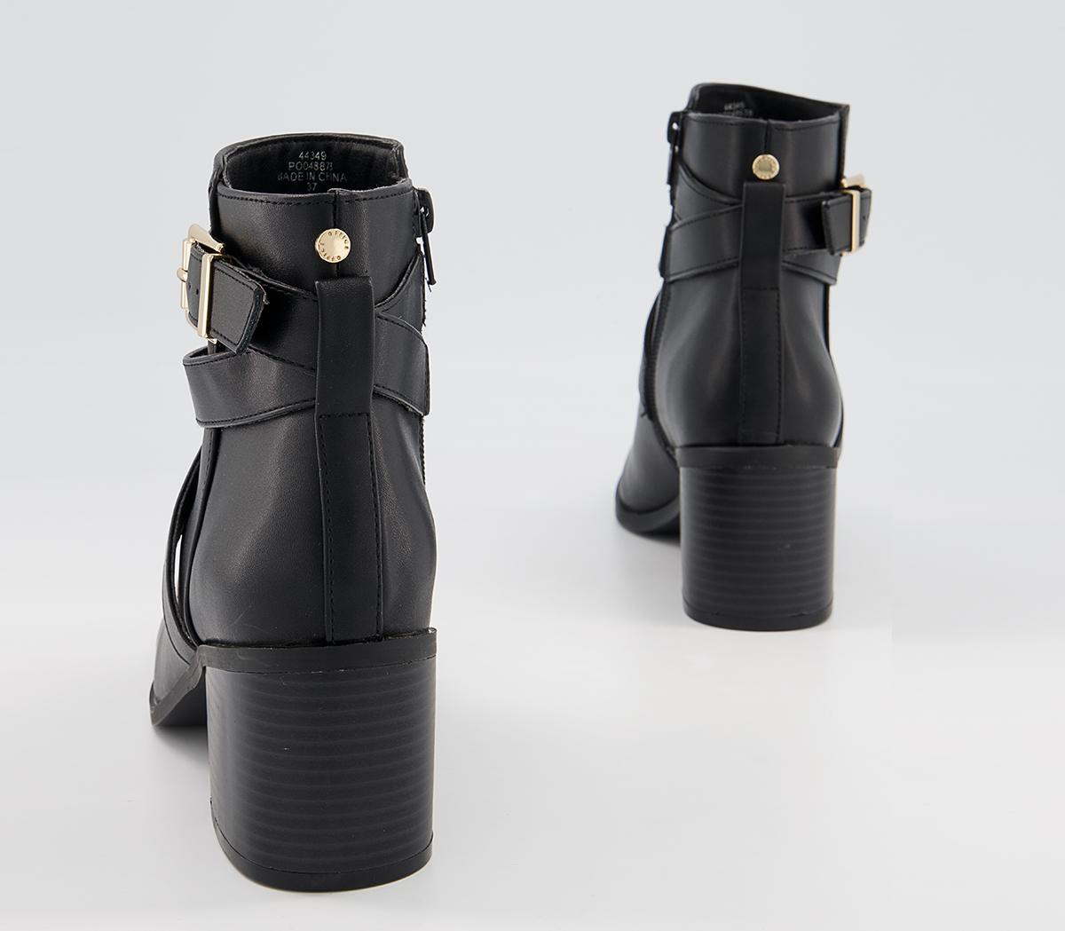 Office Artini Cross Strap Block Heeled Ankle Boots Office Artini Cross Strap Block Heeled Ankle Boots Black