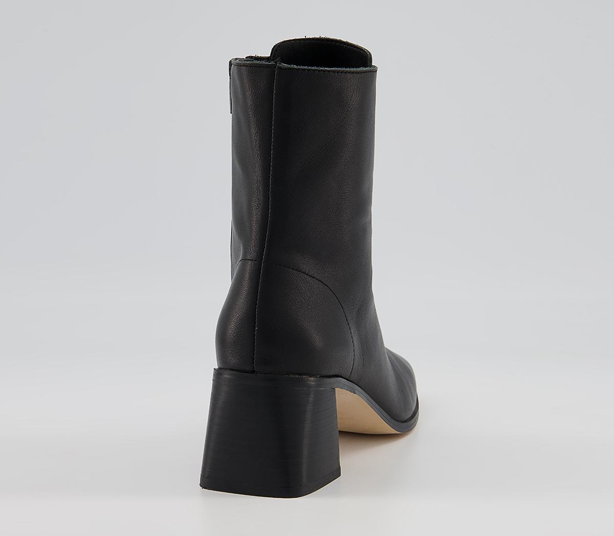 Office Amaze Low Lace Up Square Toe Block Heel Ankle Boots Office Amaze Low Lace Up Square Toe Block Heel Ankle Boots Black Leather