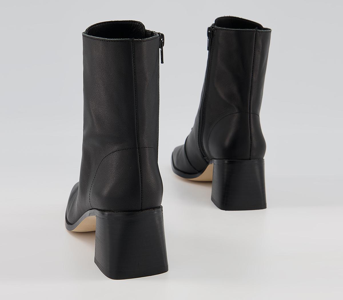 Office Amaze Low Lace Up Square Toe Block Heel Ankle Boots Office Amaze Low Lace Up Square Toe Block Heel Ankle Boots Black Leather