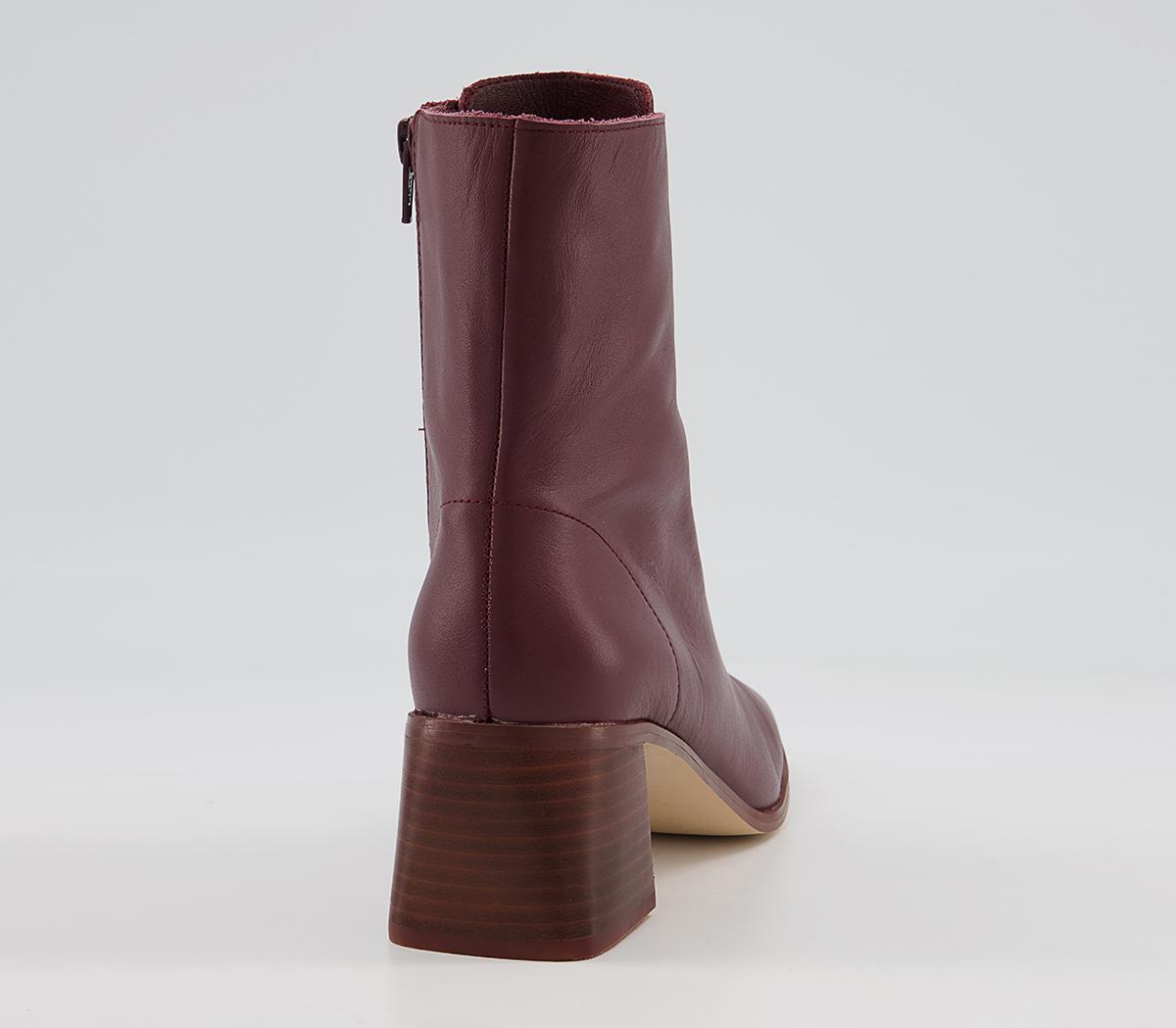 Office Amaze Low Lace Up Square Toe Block Heel Ankle Boots Office Amaze Low Lace Up Square Toe Block Heel Ankle Boots Oxblood Leather