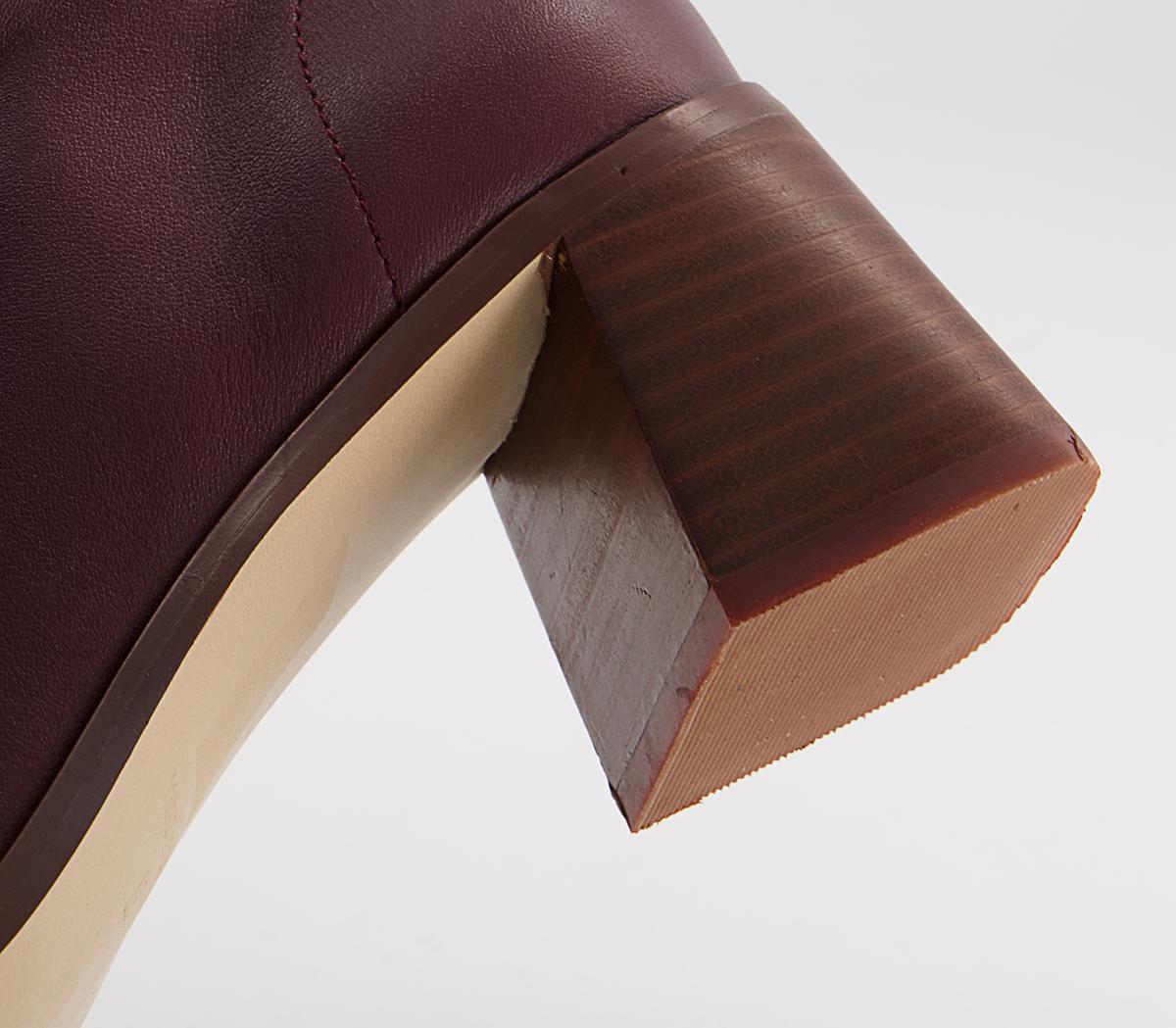 Office Amaze Low Lace Up Square Toe Block Heel Ankle Boots Office Amaze Low Lace Up Square Toe Block Heel Ankle Boots Oxblood Leather