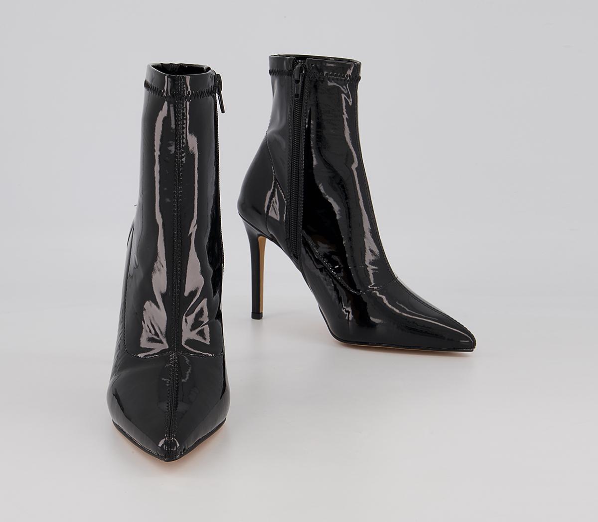 Office Alluring Pointed Toe Zip-Up Heeled Boots Office Alluring Pointed Toe Zip-Up Heeled Boots Black Patent
