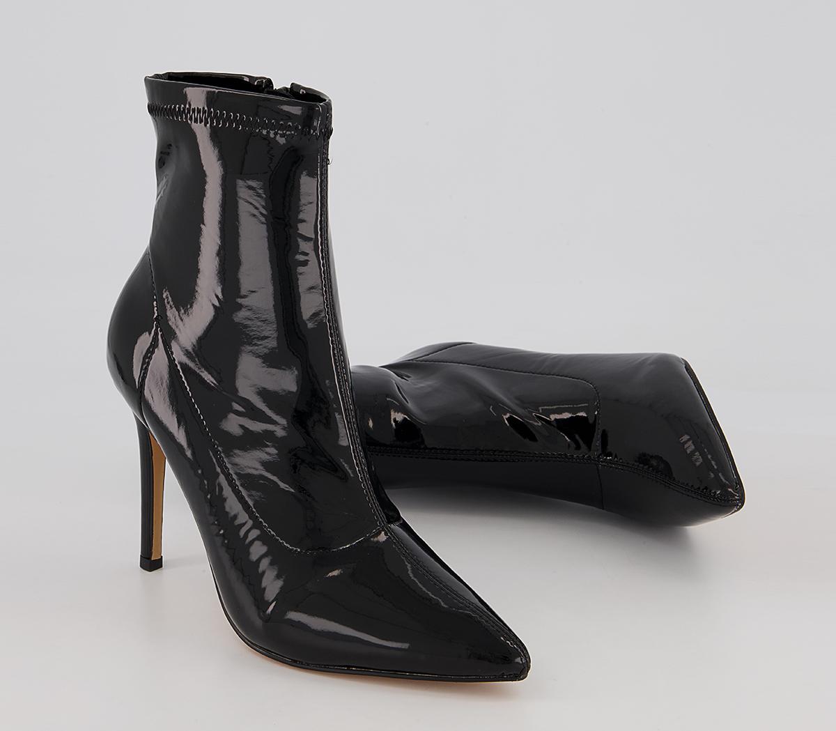 Office Alluring Pointed Toe Zip-Up Heeled Boots Office Alluring Pointed Toe Zip-Up Heeled Boots Black Patent