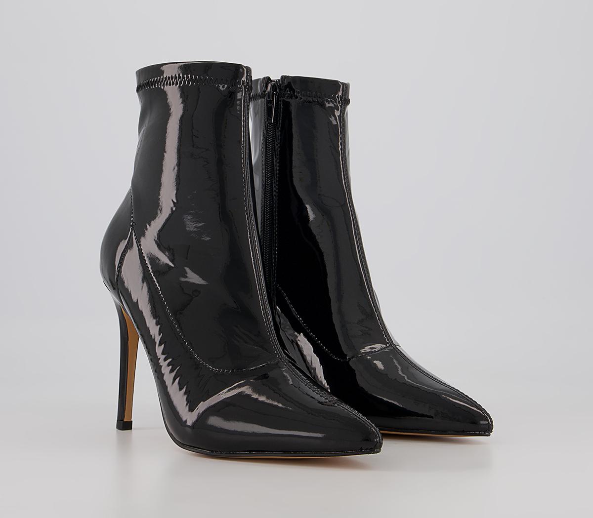 Office Alluring Pointed Toe Zip-Up Heeled Boots Office Alluring Pointed Toe Zip-Up Heeled Boots Black Patent