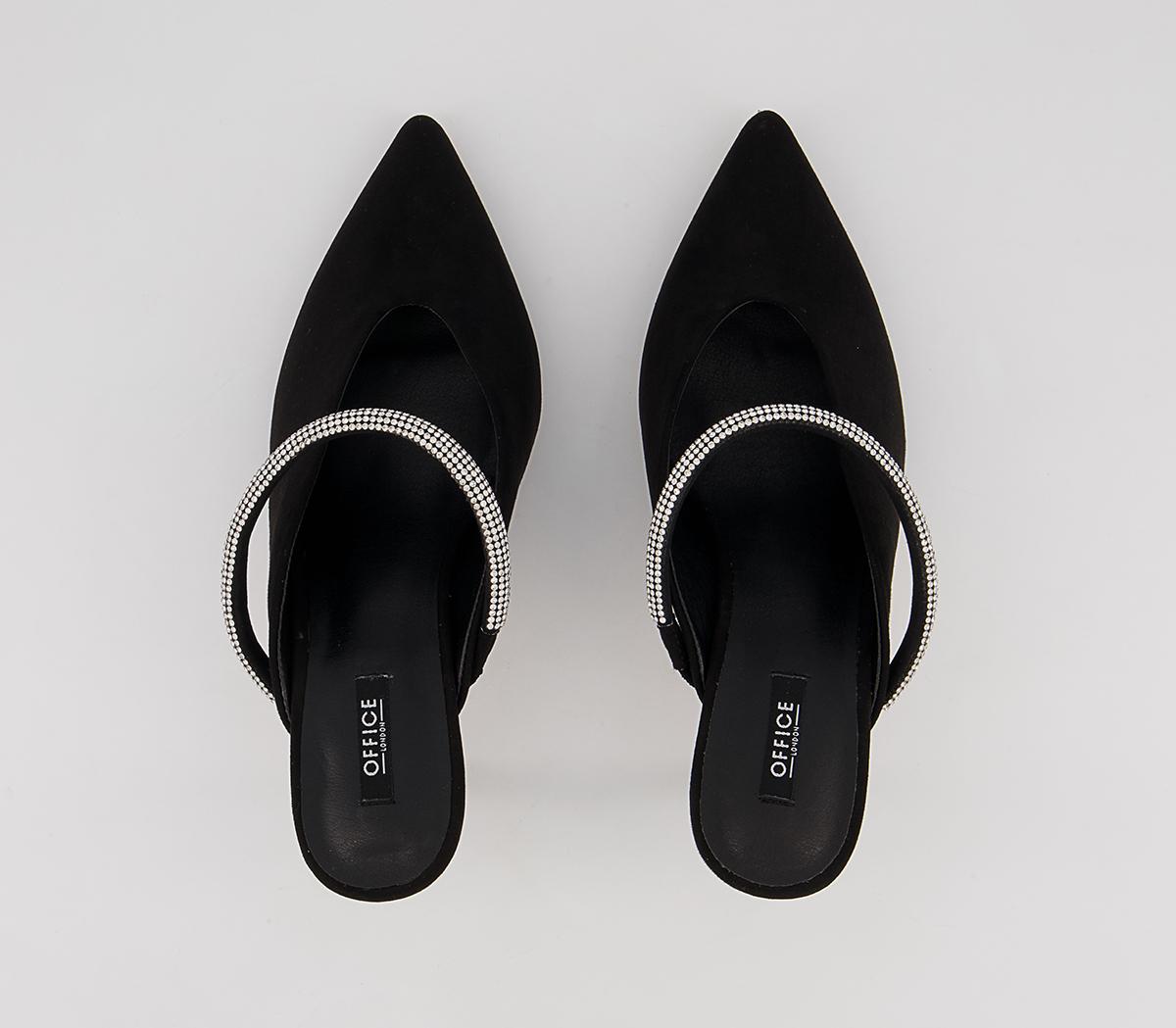 Office Melani Glam Slip On Heeled Mules Office Melani Glam Slip On Heeled Mules Black Embellished