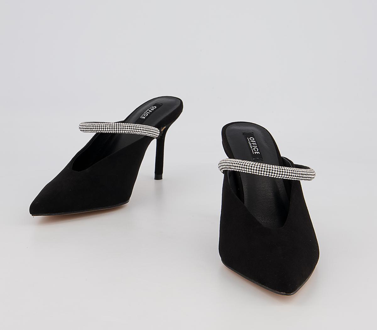 Office Melani Glam Slip On Heeled Mules Office Melani Glam Slip On Heeled Mules Black Embellished
