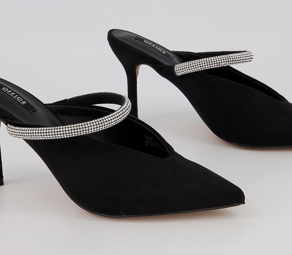 Office Melani Glam Slip On Heeled Mules Office Melani Glam Slip On Heeled Mules Black Embellished