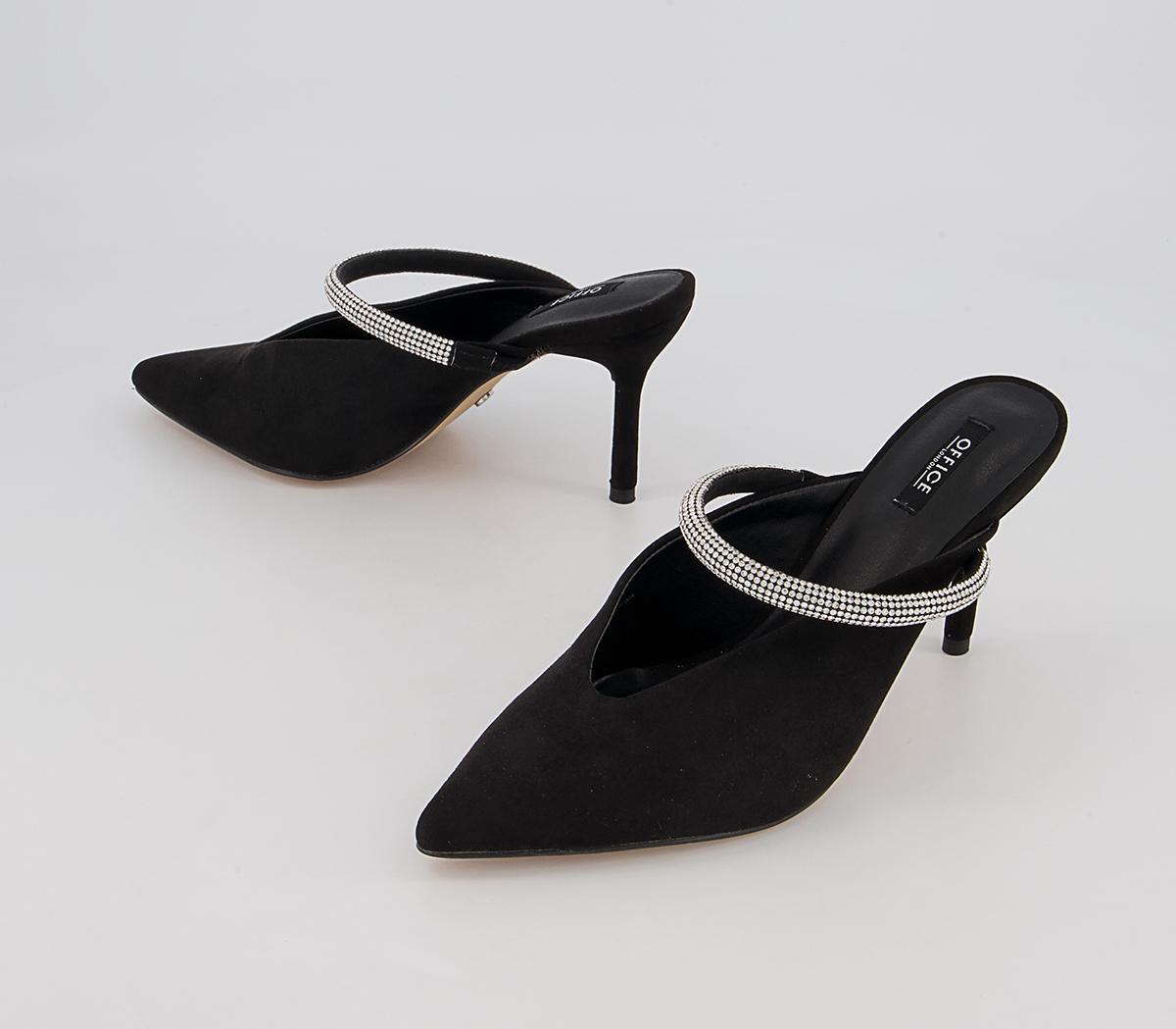 Office Melani Glam Slip On Heeled Mules Office Melani Glam Slip On Heeled Mules Black Embellished
