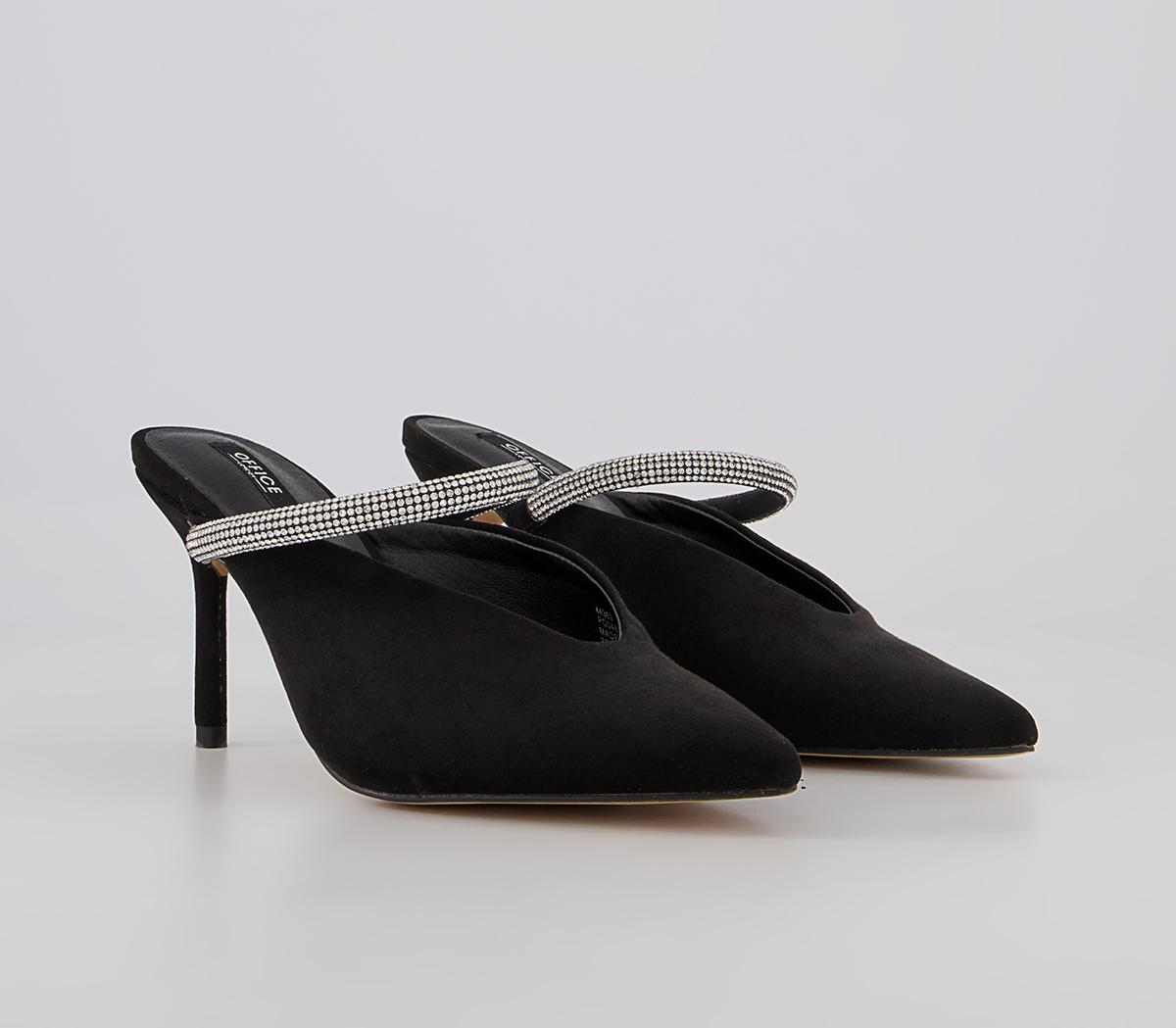 Office Melani Glam Slip On Heeled Mules Office Melani Glam Slip On Heeled Mules Black Embellished