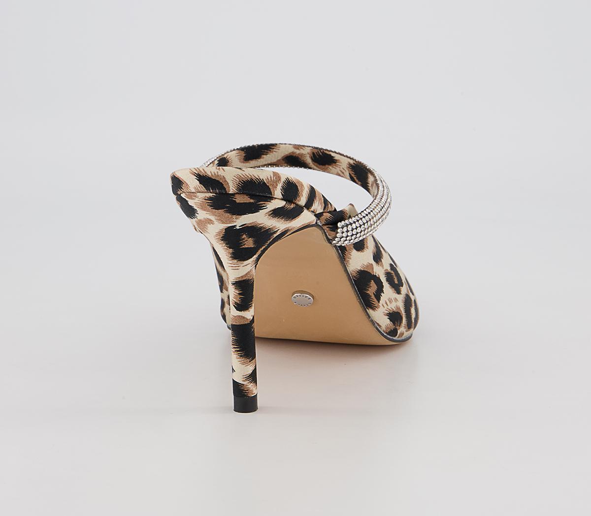 Office Melani Glam Slip On Heeled Mules Office Melani Glam Slip On Heeled Mules Leopard Satin Embellished