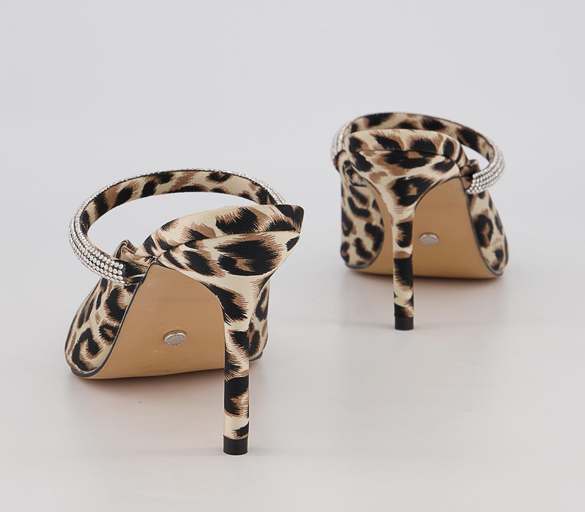 Office Melani Glam Slip On Heeled Mules Office Melani Glam Slip On Heeled Mules Leopard Satin Embellished