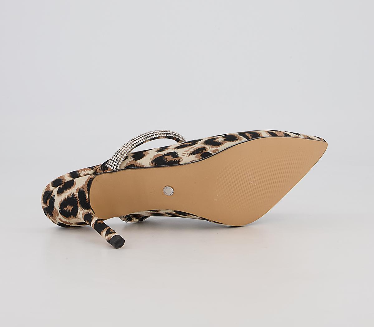 Office Melani Glam Slip On Heeled Mules Office Melani Glam Slip On Heeled Mules Leopard Satin Embellished