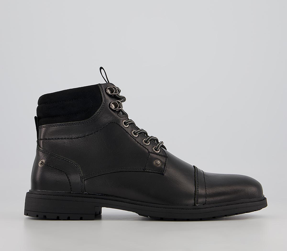 OFFICEBoston Ankle Toe Cap Winter BootsBlack Leather