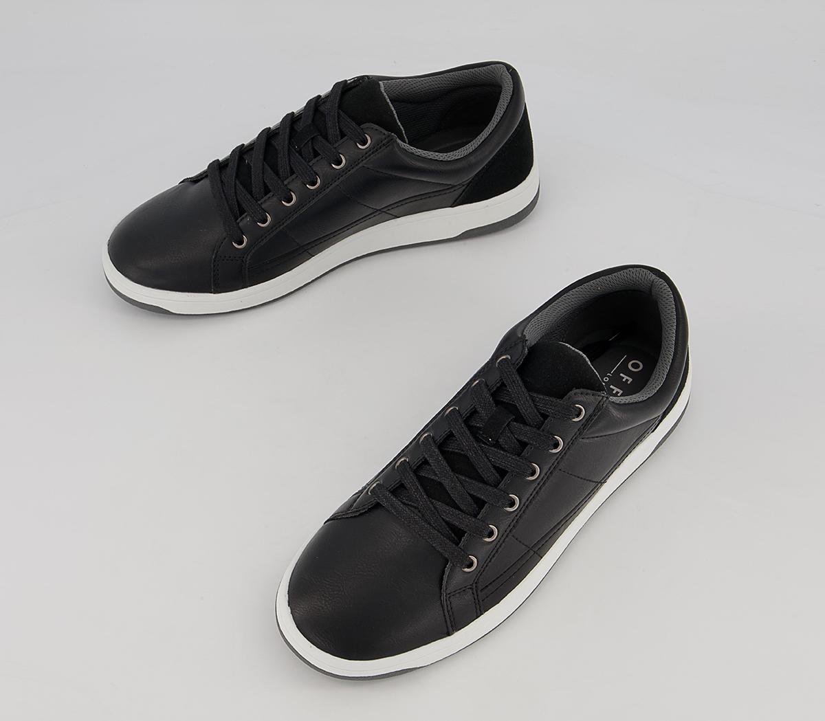 OFFICE Cameron Retro Tennis Sole Smart Casual Trainers Black Grey - Men ...