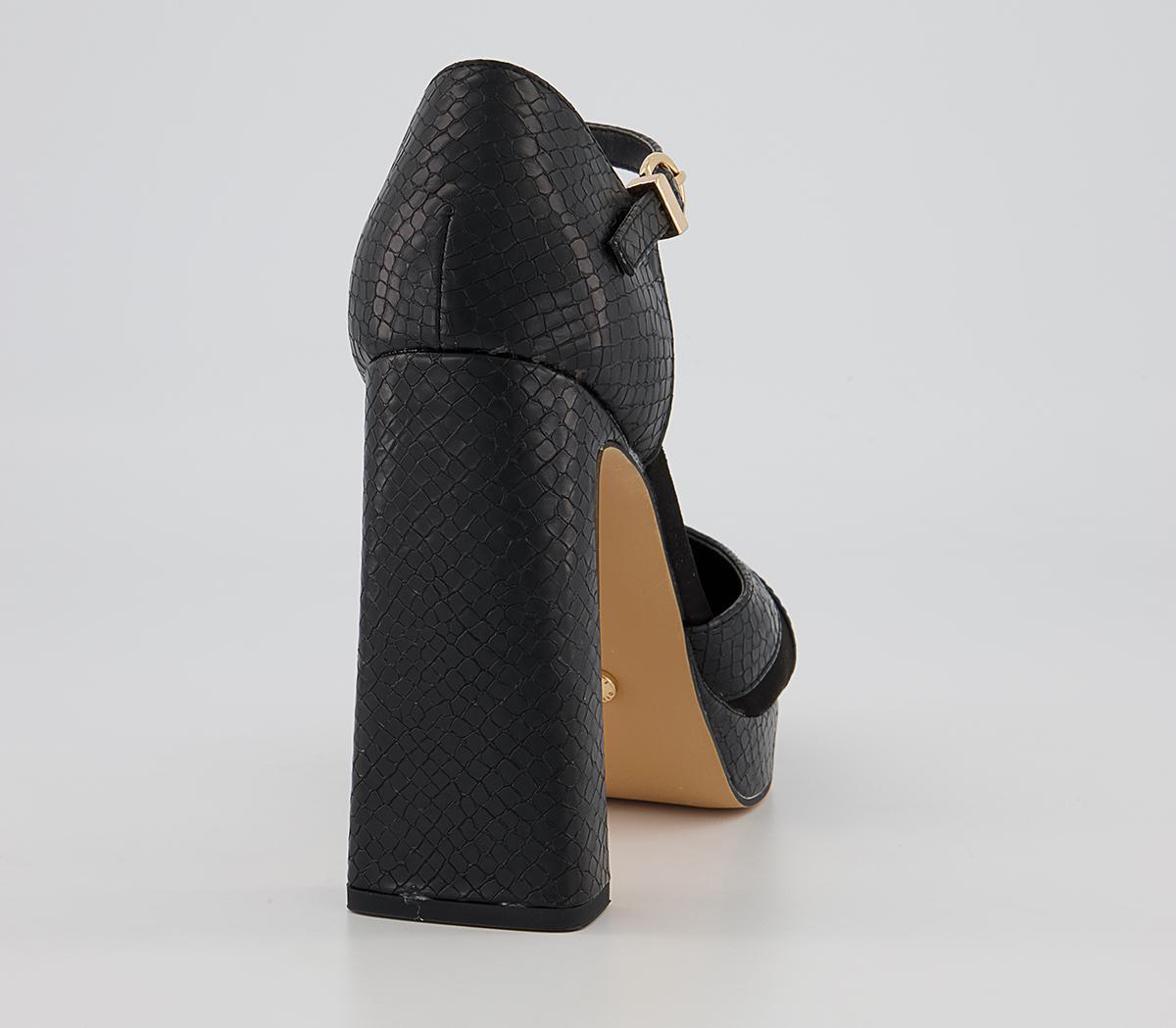 Office Haddie Two Part Platform Block High Heels Office Haddie Two Part Platform Block High Heels Black Snake Mix
