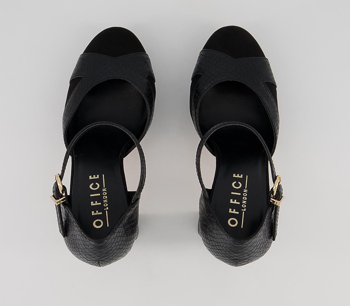 Office Haddie Two Part Platform Block High Heels Office Haddie Two Part Platform Block High Heels Black Snake Mix