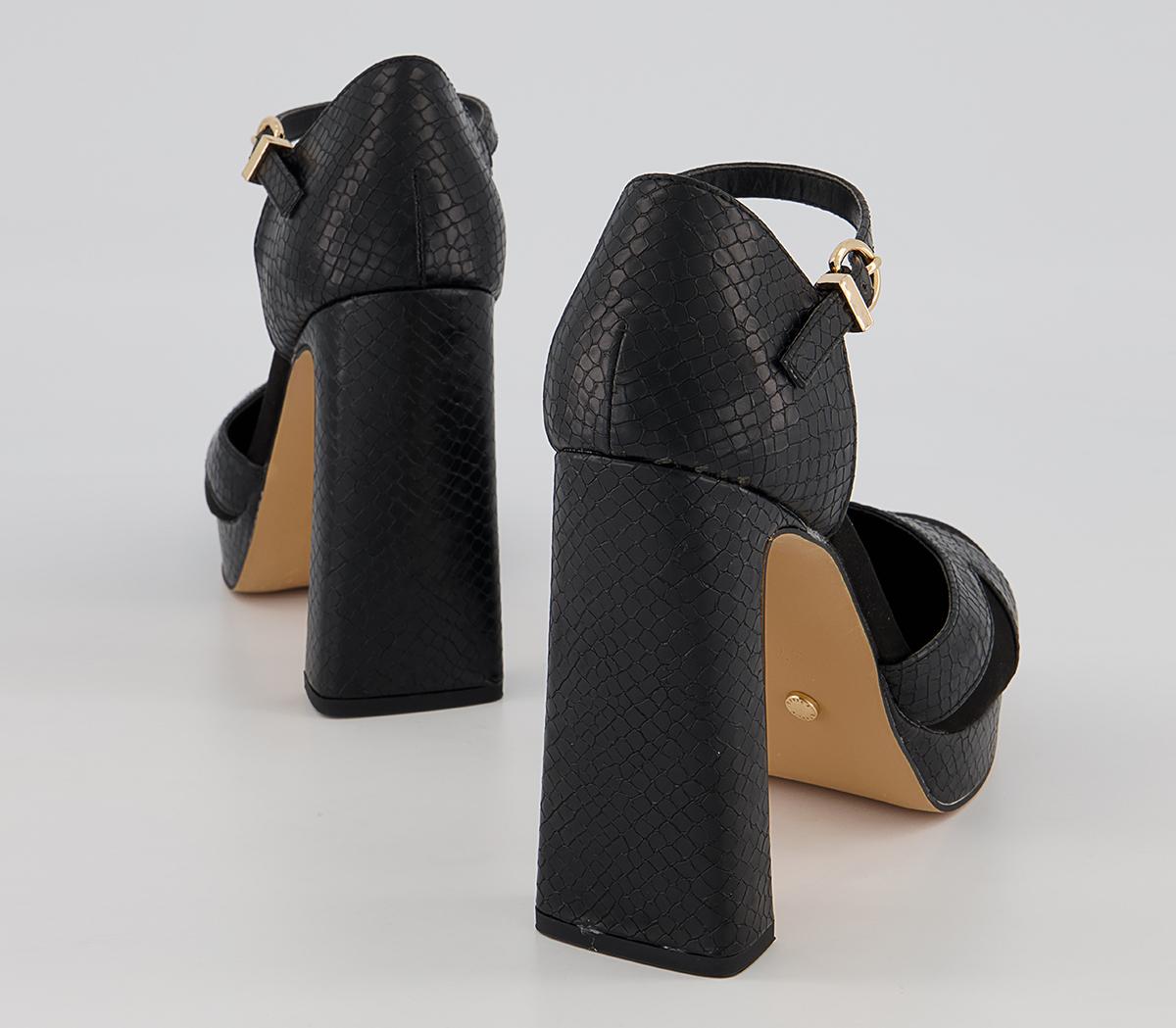 Office Haddie Two Part Platform Block High Heels Office Haddie Two Part Platform Block High Heels Black Snake Mix