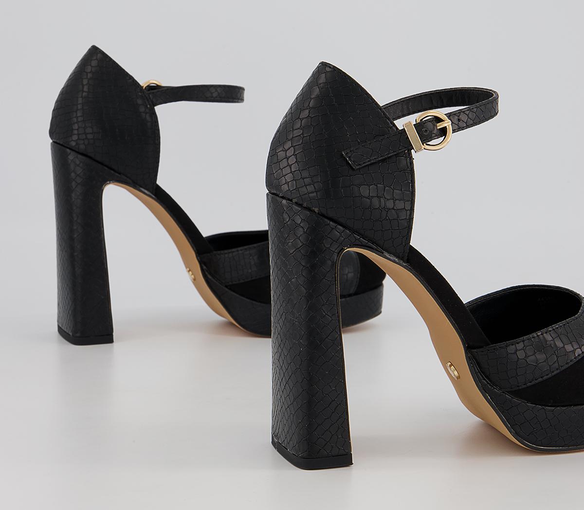 Office Haddie Two Part Platform Block High Heels Office Haddie Two Part Platform Block High Heels Black Snake Mix