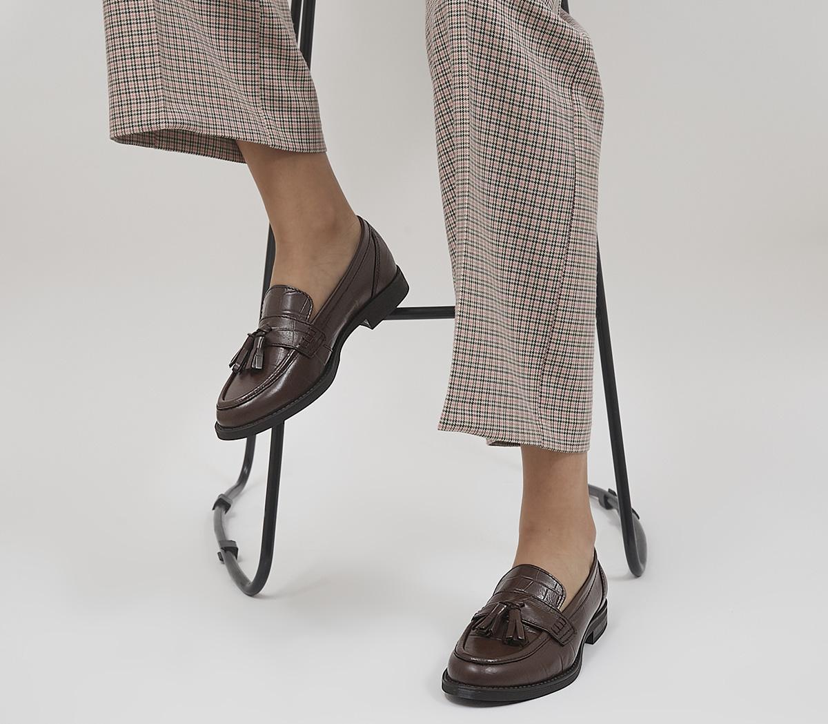 OFFICEFoundation Tassel LoafersChoc Croc Leather