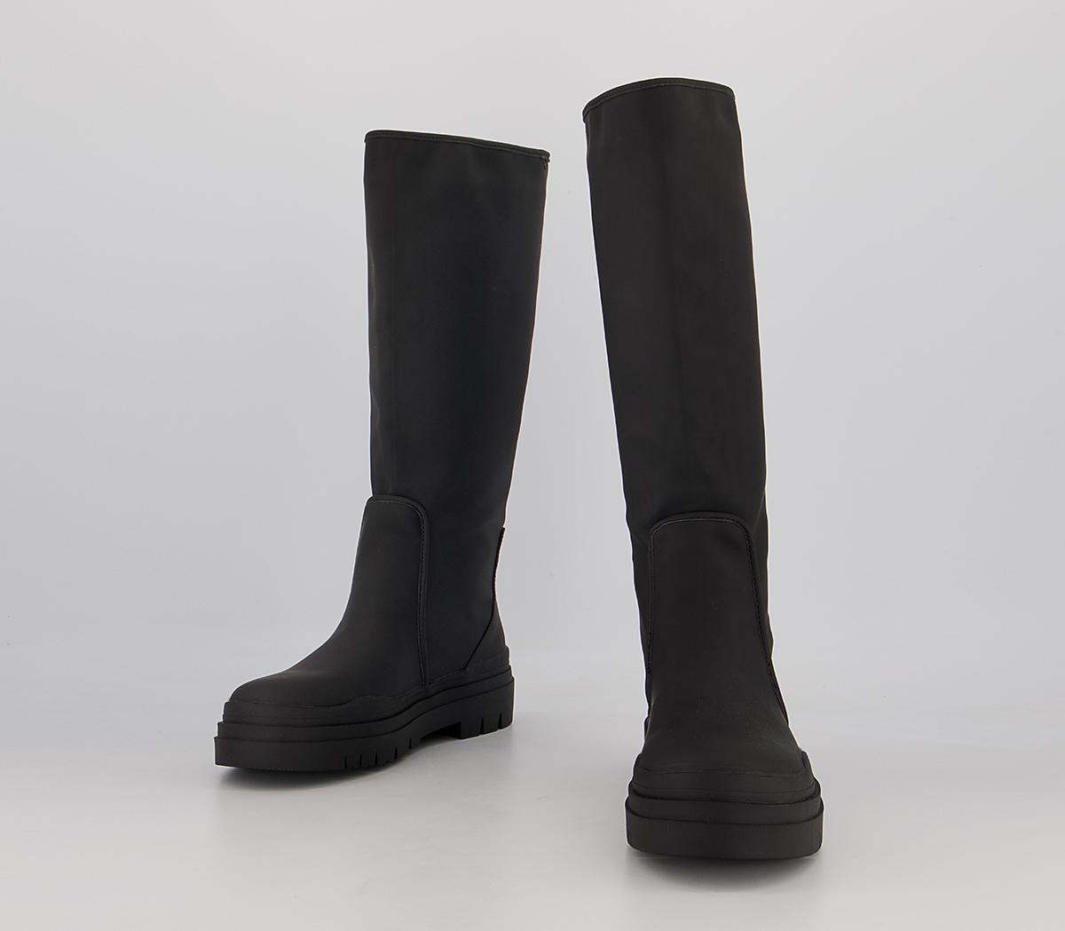 OFFICE Kiera Rubberised Knee High Chunky Boots Black - Knee High Boots