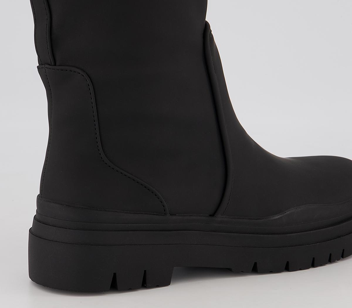 OFFICE Kiera Rubberised Knee High Chunky Boots OFFICE Kiera Rubberised Knee High Chunky Boots Black