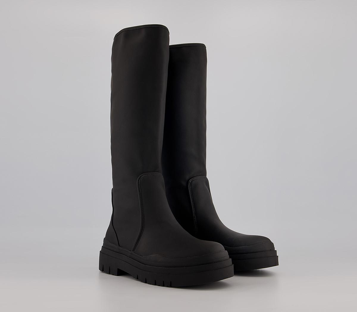 OFFICE Kiera Rubberised Knee High Chunky Boots OFFICE Kiera Rubberised Knee High Chunky Boots Black
