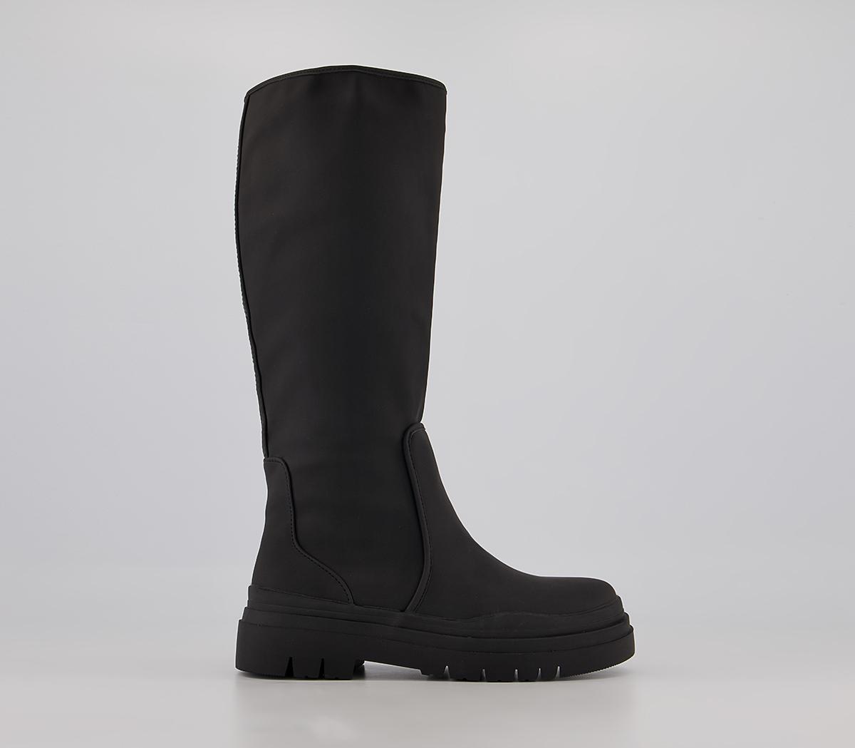 OFFICE Kiera Rubberised Knee High Chunky Boots OFFICE Kiera Rubberised Knee High Chunky Boots Black