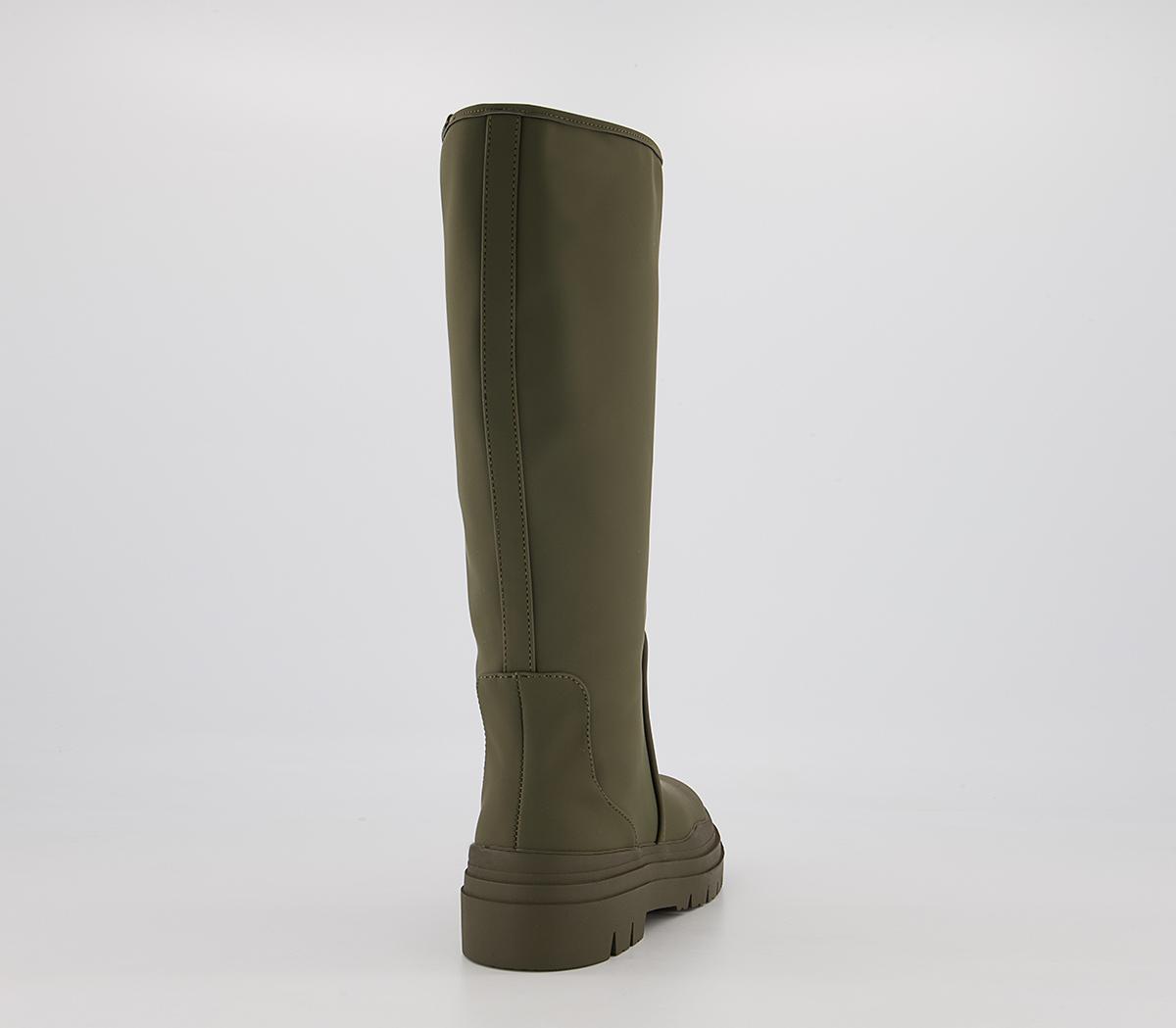 Office Kiera Rubberised Knee High Chunky Boots Office Kiera Rubberised Knee High Chunky Boots Khaki