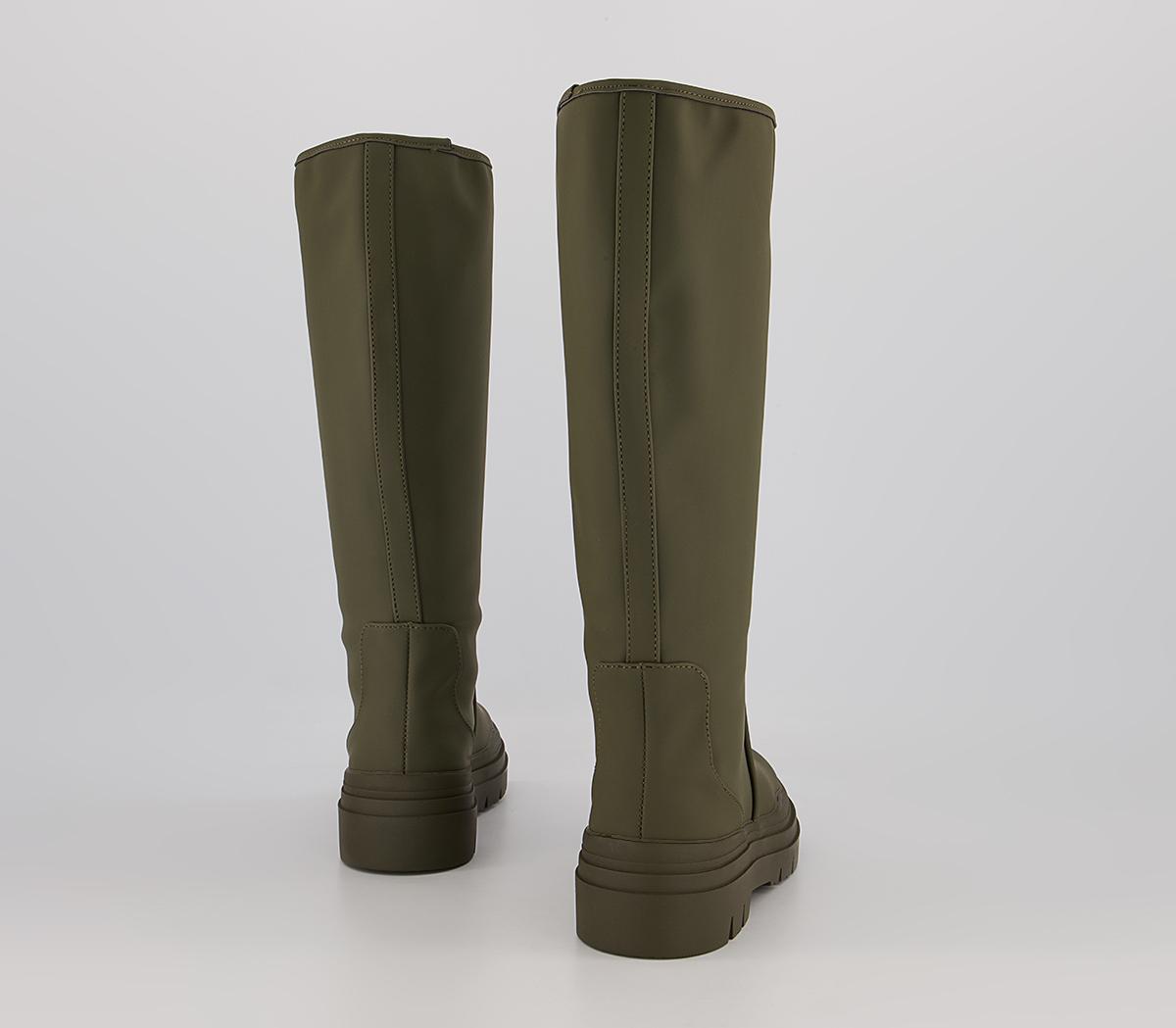 Office Kiera Rubberised Knee High Chunky Boots Office Kiera Rubberised Knee High Chunky Boots Khaki