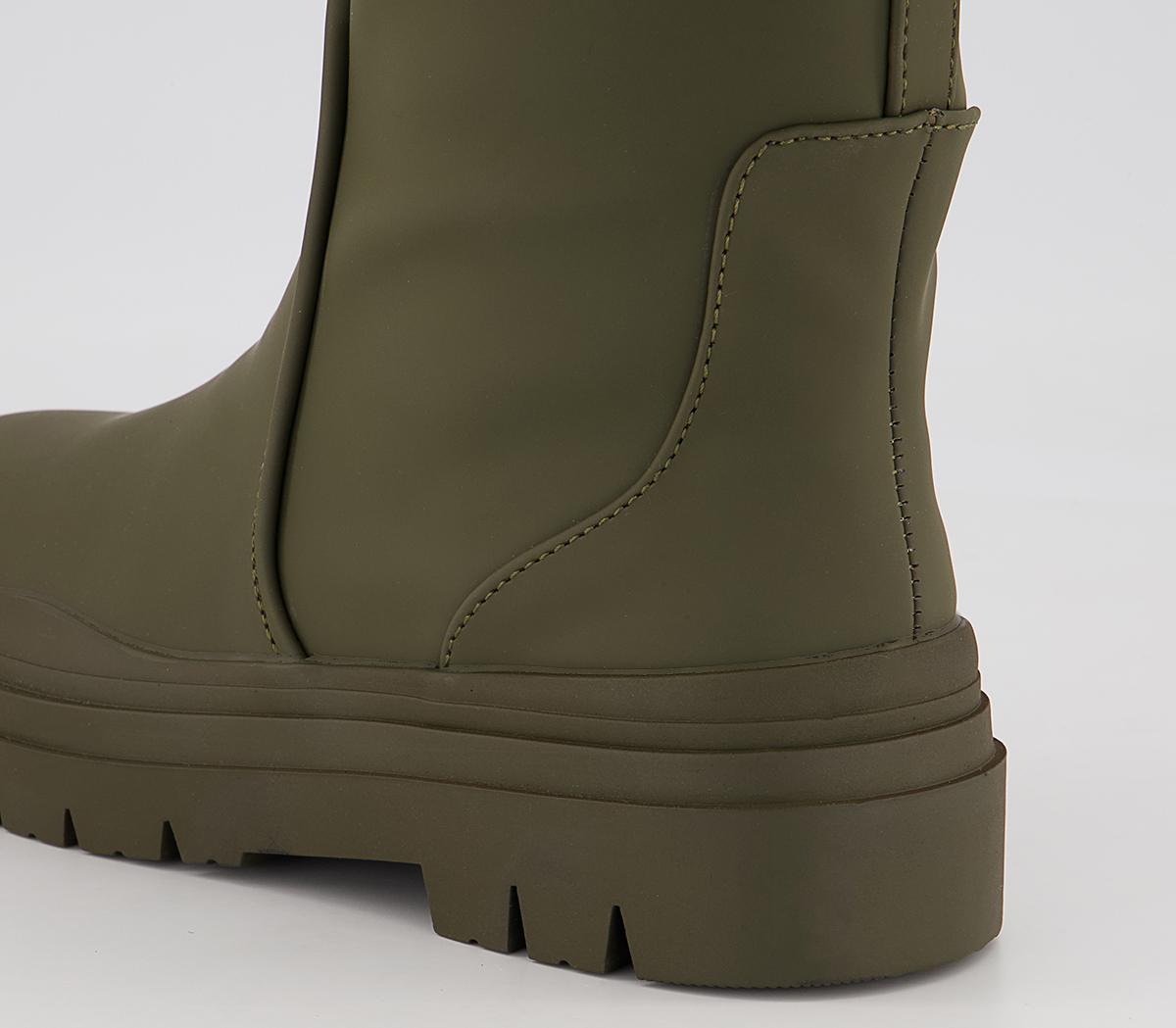 Office Kiera Rubberised Knee High Chunky Boots Office Kiera Rubberised Knee High Chunky Boots Khaki