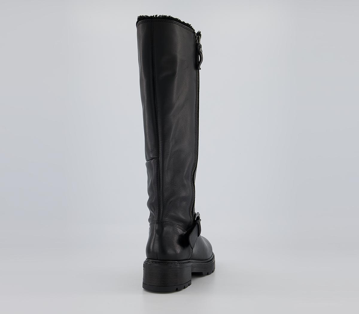 Office Kaduna Fur Trimmed Knee High Boots Office Kaduna Fur Trimmed Knee High Boots Black Leather