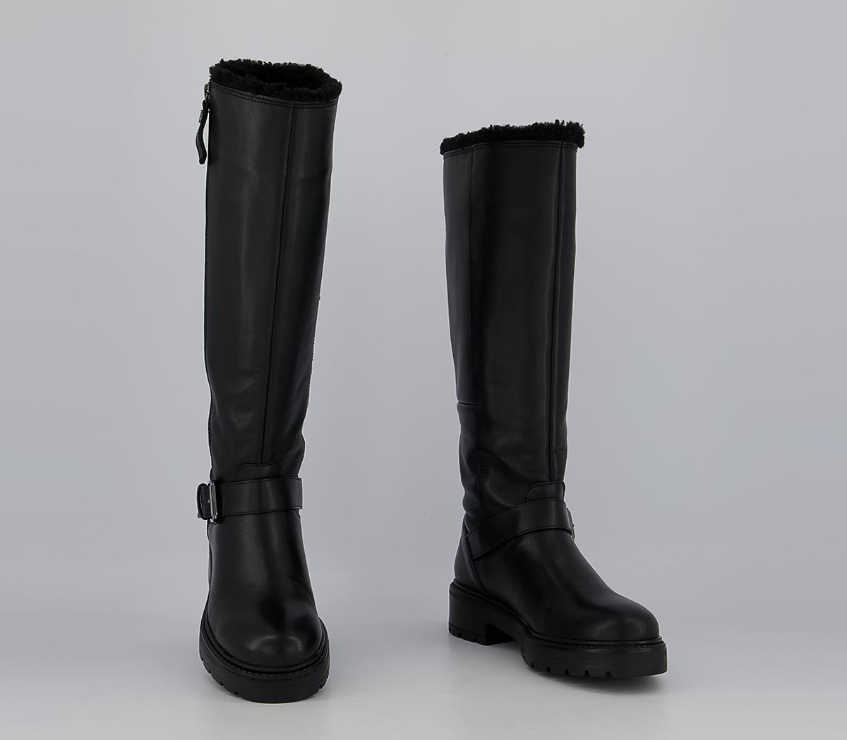 Office Kaduna Fur Trimmed Knee High Boots Office Kaduna Fur Trimmed Knee High Boots Black Leather