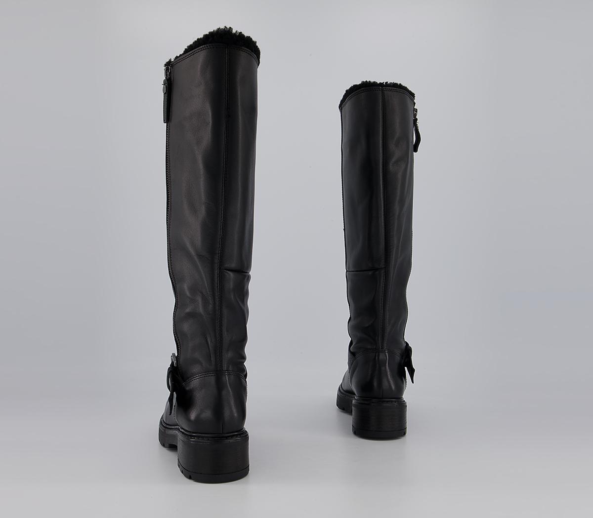 Office Kaduna Fur Trimmed Knee High Boots Office Kaduna Fur Trimmed Knee High Boots Black Leather