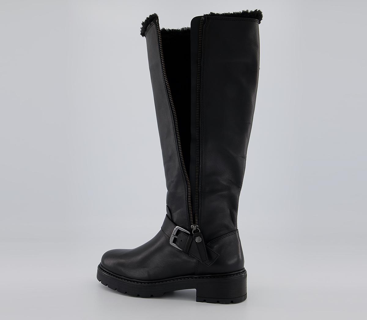 Office Kaduna Fur Trimmed Knee High Boots Office Kaduna Fur Trimmed Knee High Boots Black Leather