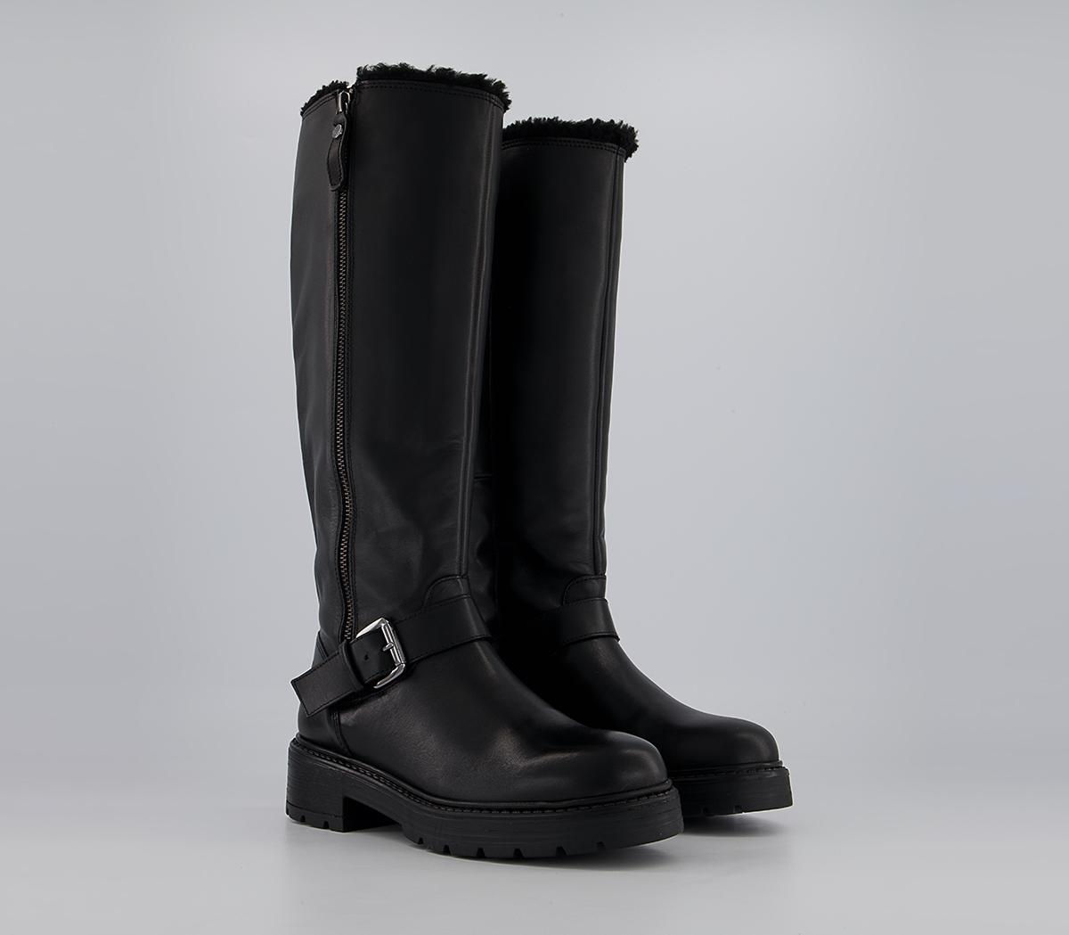 Office Kaduna Fur Trimmed Knee High Boots Office Kaduna Fur Trimmed Knee High Boots Black Leather