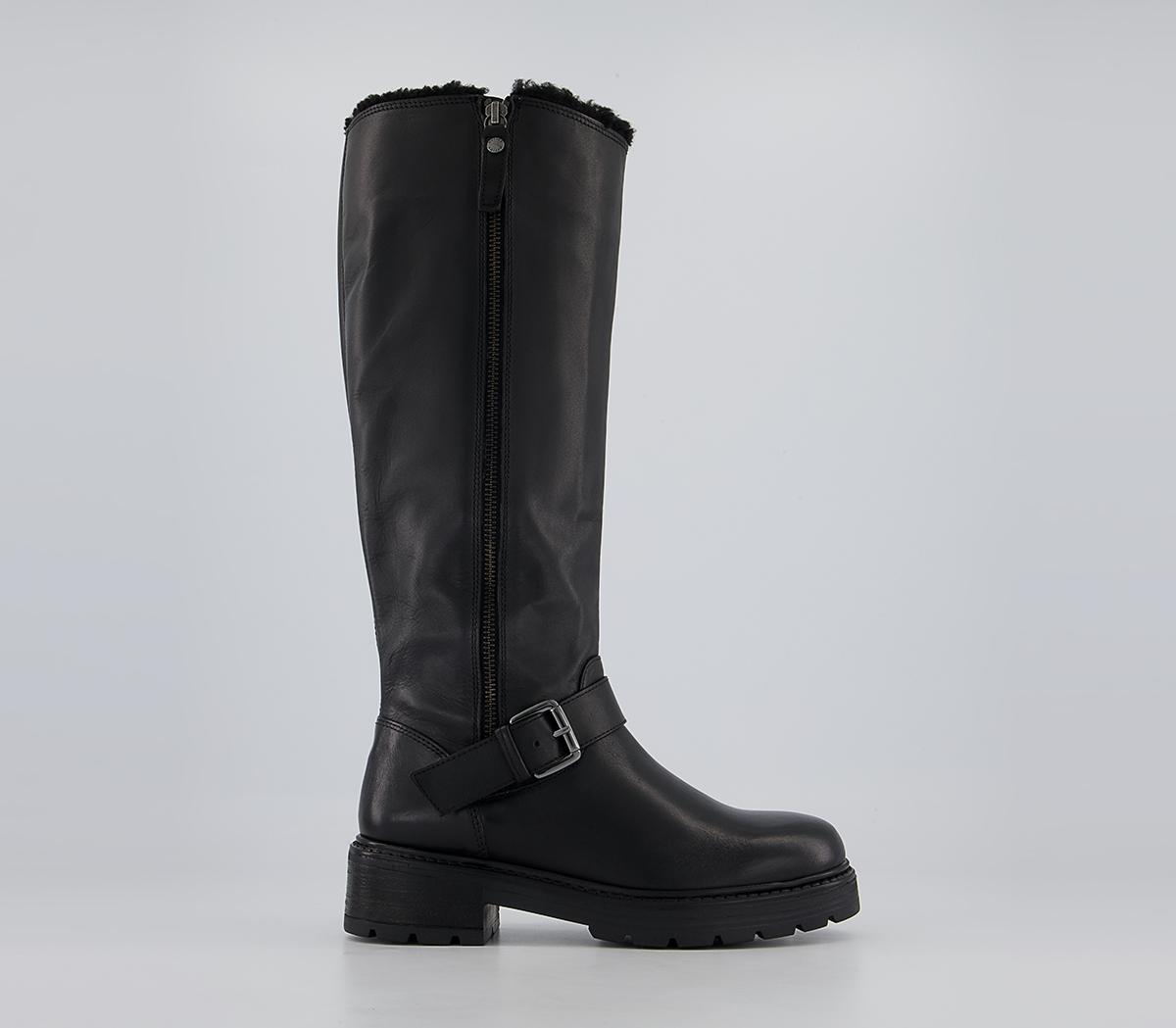 Office Kaduna Fur Trimmed Knee High Boots Office Kaduna Fur Trimmed Knee High Boots Black Leather