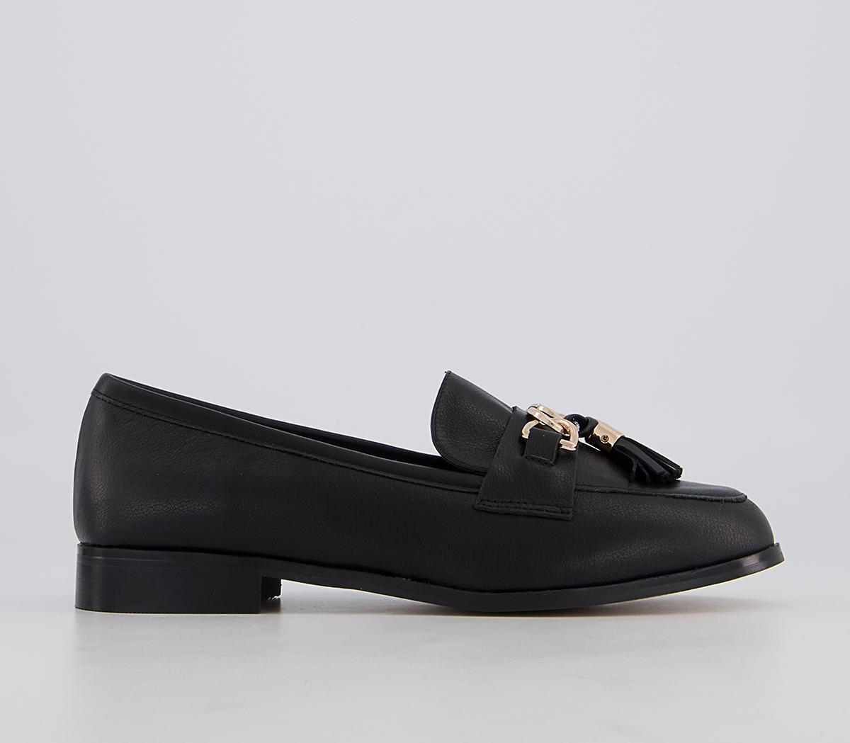 OFFICE Fitzrovia Tassel Trim Loafers Black Leather - Women’s Loafers