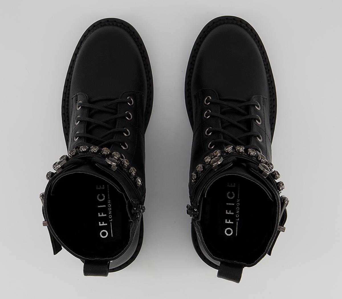OFFICEAstonish Embellished Lace Up Ankle Boots OFFICEAstonish Embellished Lace Up Ankle BootsBlack