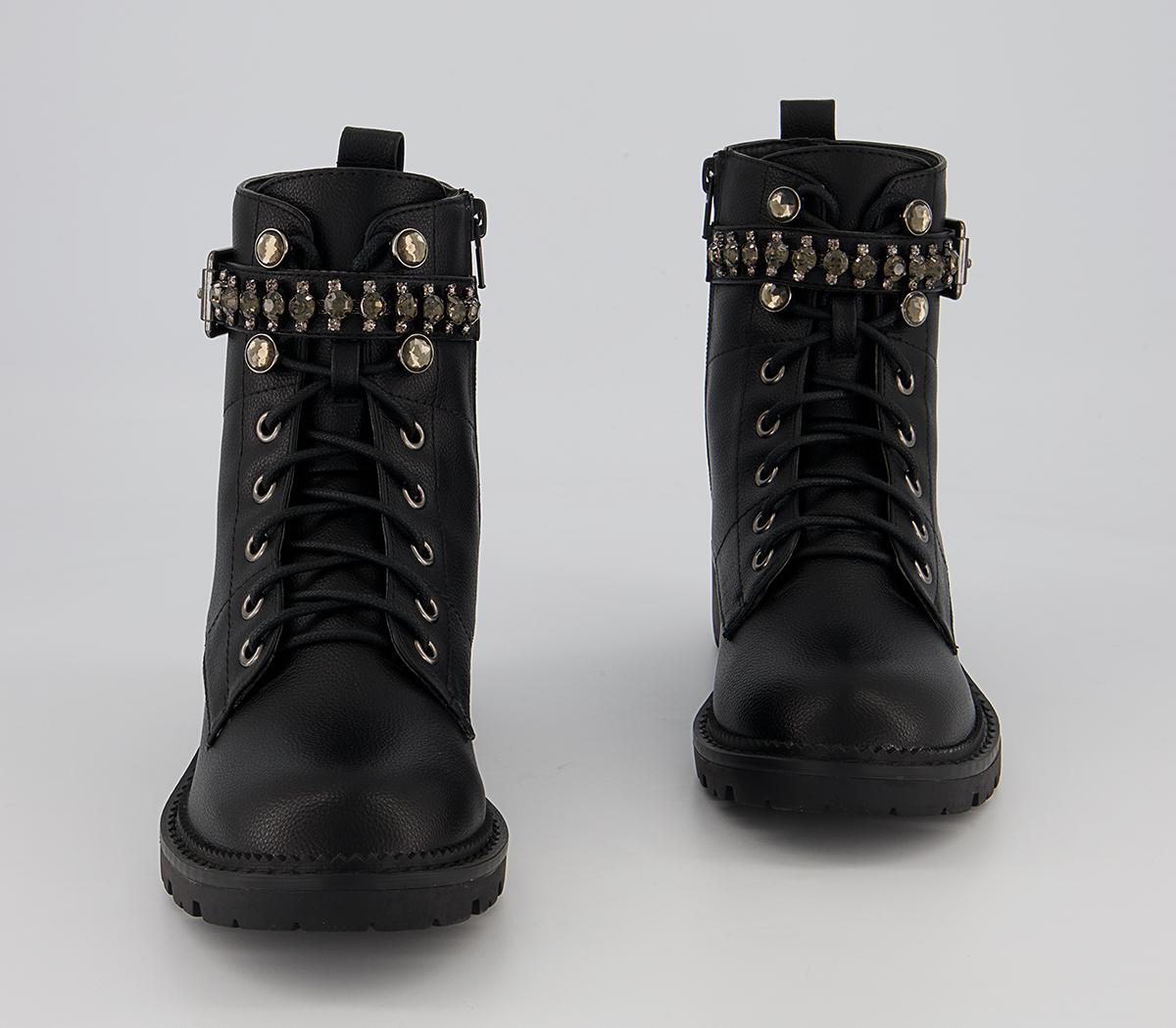 OFFICEAstonish Embellished Lace Up Ankle Boots OFFICEAstonish Embellished Lace Up Ankle BootsBlack
